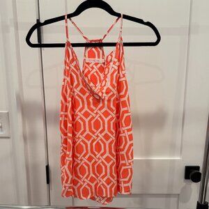 Alice & Trixie 60s Mod Print Tank Top, Pink & White Silk, XSmall